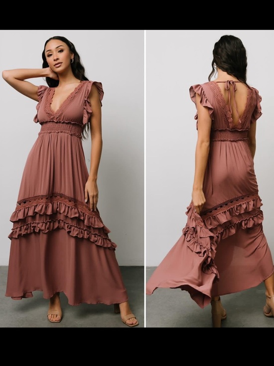 Baltic Born Dresses & Skirts - Baltic Born Jasmine Ruffled V-Neck Maxi Dress